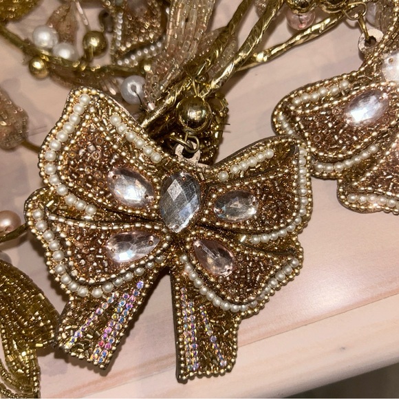 Rachel Zoe Gold & Pearl Beaded Bow Garland 6 Feet Christmas Mantel Tree Decor - Picture 2 of 4
